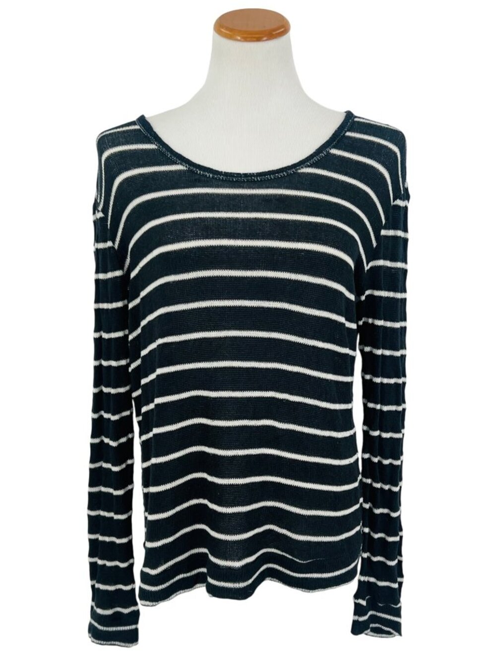 Anthropologie Clu + Willoughby Striped Long Sleeve Chiffon Bow Ruffle Knit Top M